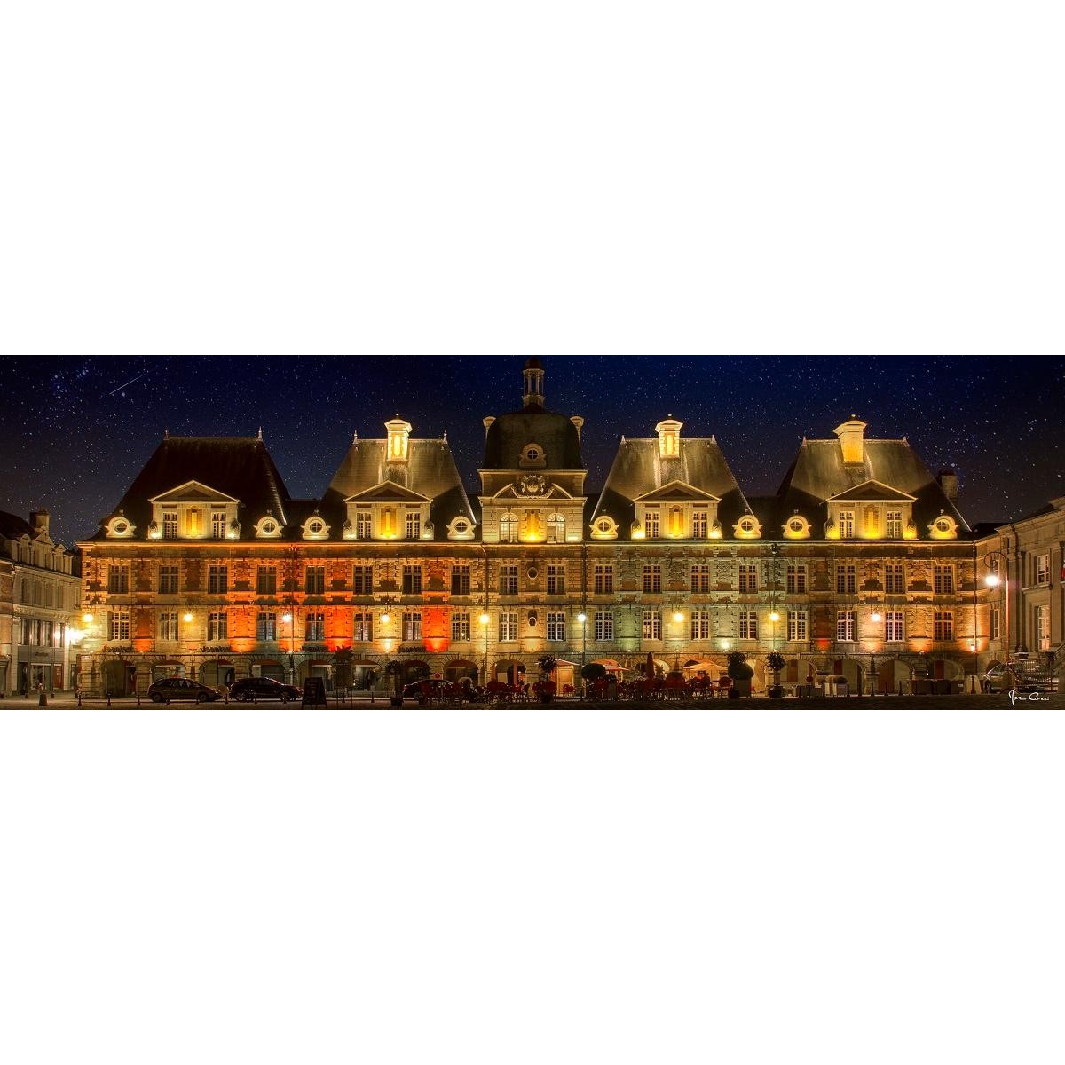 Tableau Mural Place Ducale De Nuit 45x135 Cm CONTEMPORAIN URBAIN tableaux sur toile-jaune, CEANOTHE
