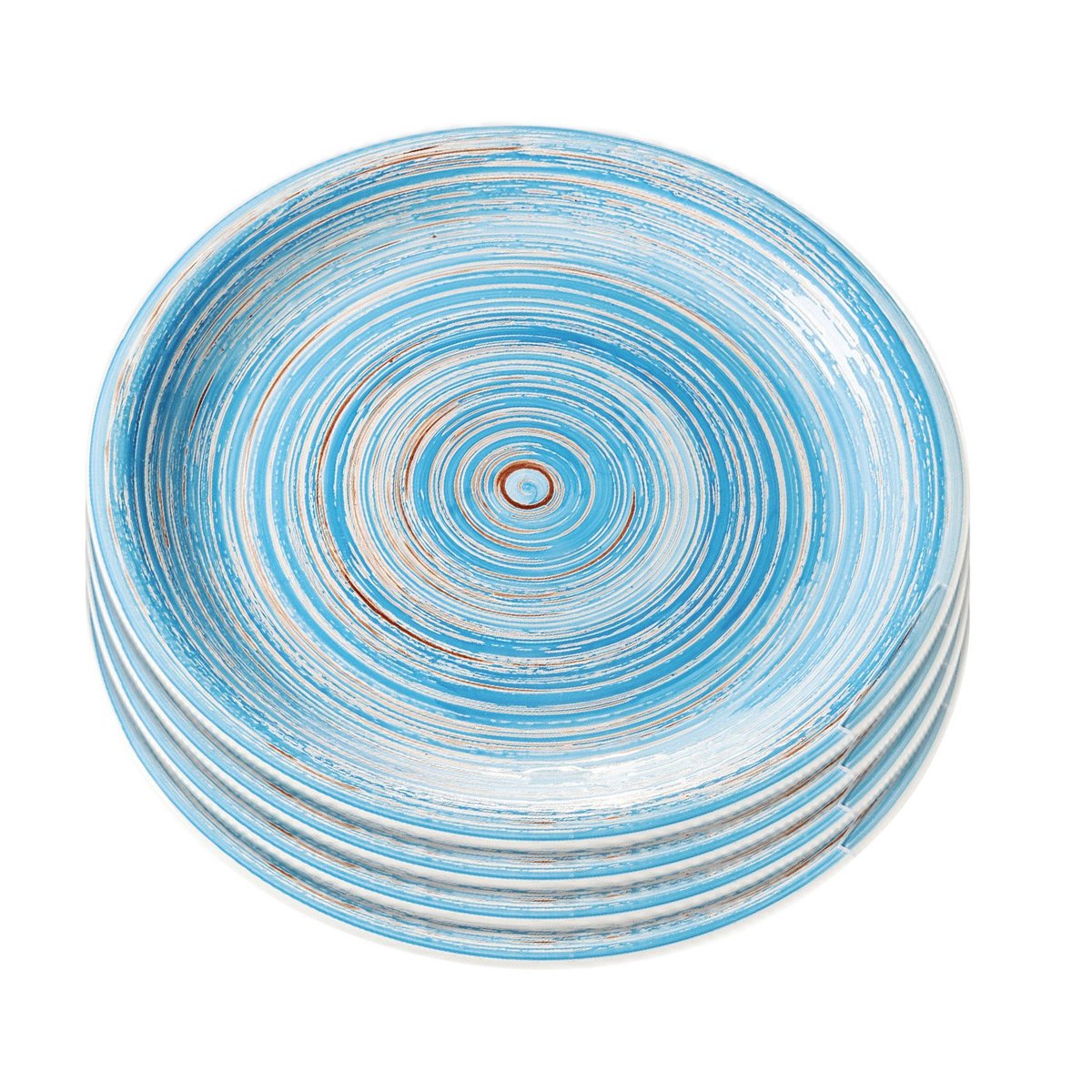 Lot de 4 assiettes plates, SWIRL bleu, KARE DESIGN