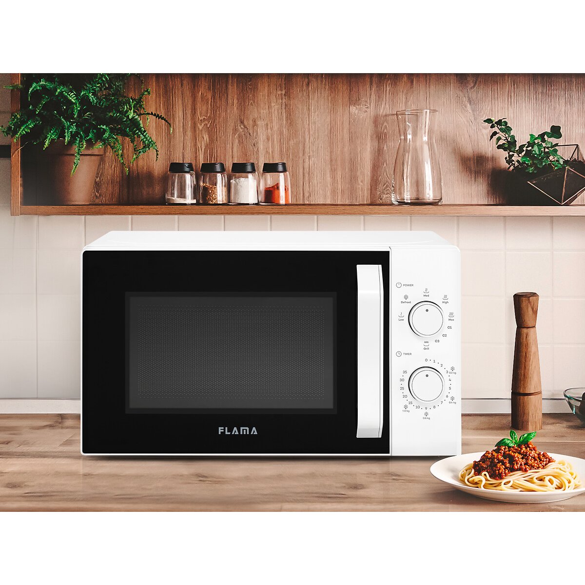 Micro-ondas 20L Com Grill Branco 1843FL, FLAMA branco, FLAMA