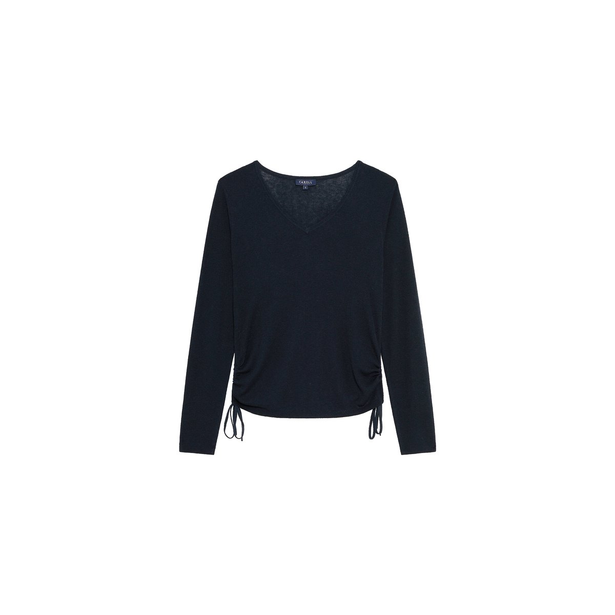 Pull droit col v MSIDONIE noir, CAROLL