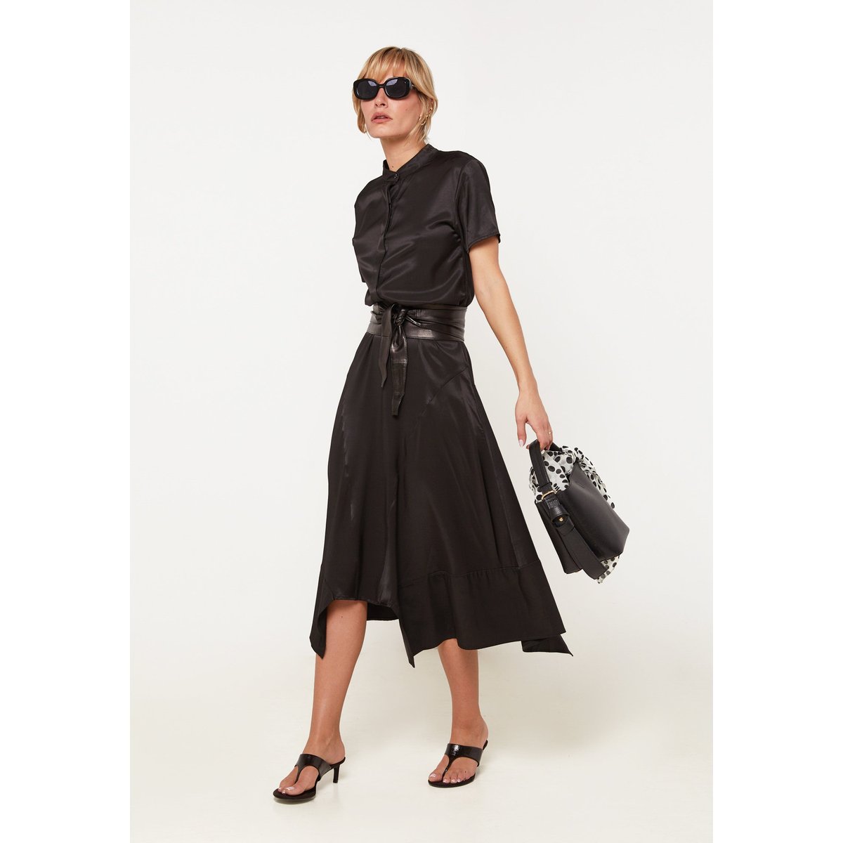Robe longue chemisier manches courtes noir, RODIER