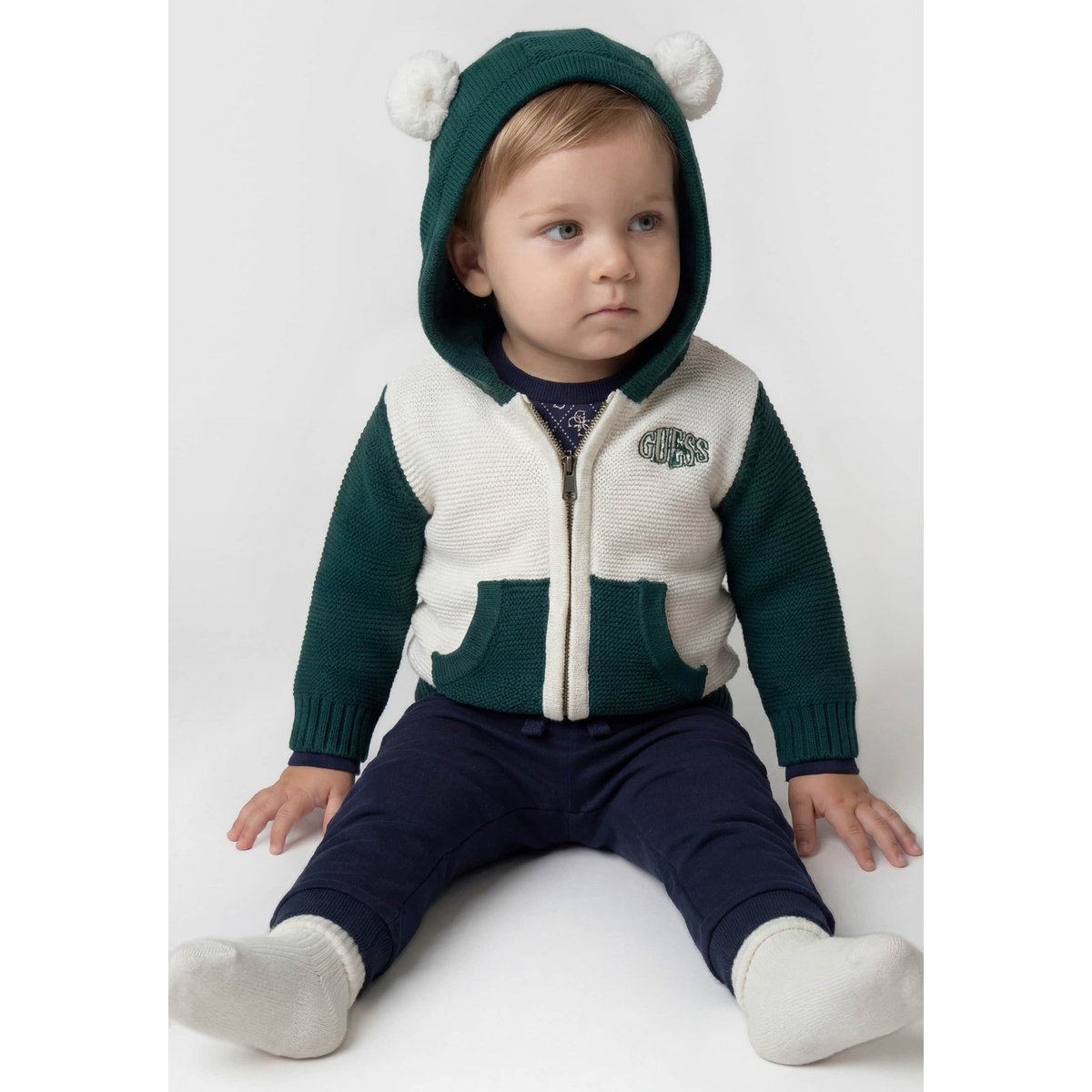 Sweat À Capuche Avec Logo Brodé vert multi, GUESS KIDS