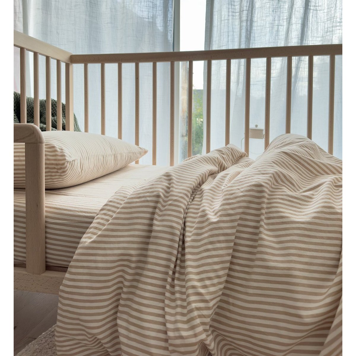 Housse de couette Percale de Coton Bio bébé RAYÉ rayé ambre, KADOLIS
