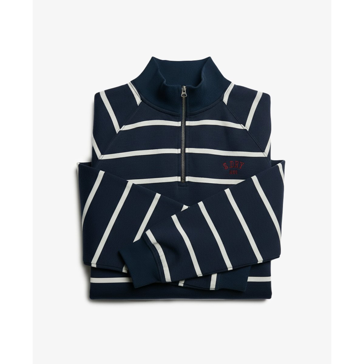 Sweatshirt Demi-Zip Athletic Essentials à Rayures bleu marine rayé, SUPERDRY
