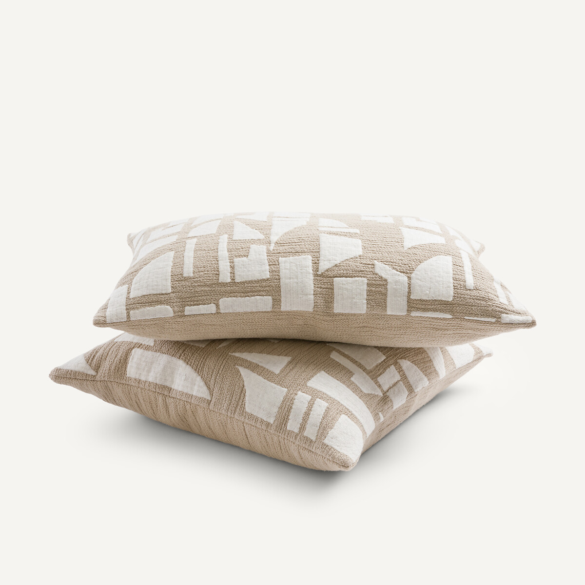 Housse de coussin, broderie bouclette, SOLONA ecru/beige, AM.PM