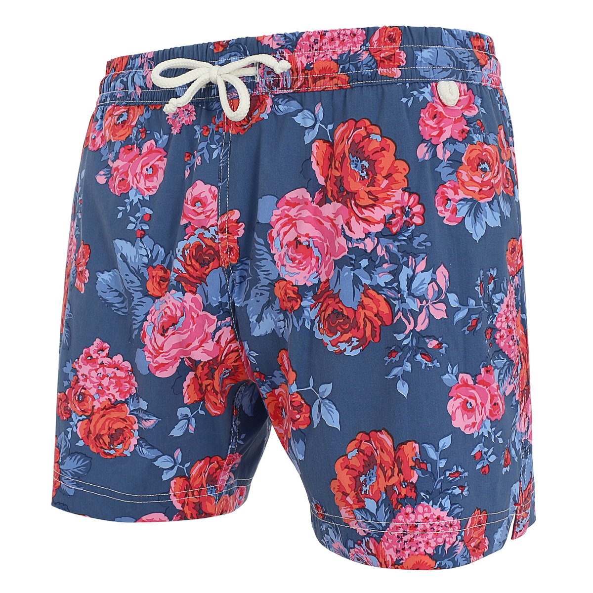 Short de bain MONTAUK 736 Pink flowers bleu, LES LOULOUS DE LA PLAGE