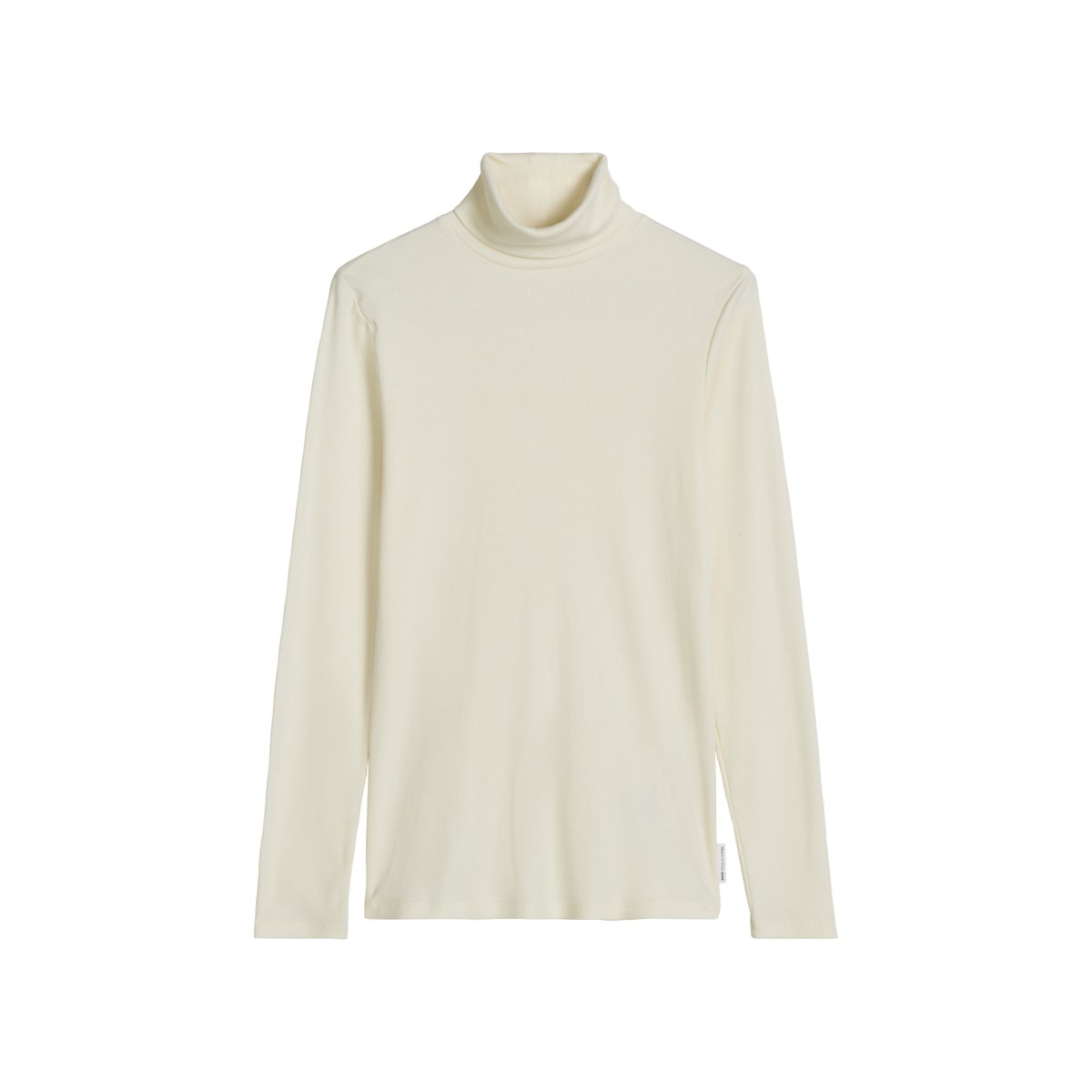 T-shirt long à col roulé slim en jersey côtelé doux beige, MARC O’POLO DENIM