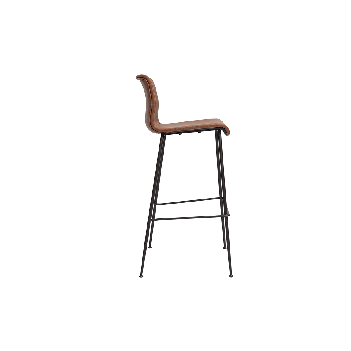Tabourets de bar fixes pieds métal noir H75 (lot de 2) HAROLD marron, MILIBOO
