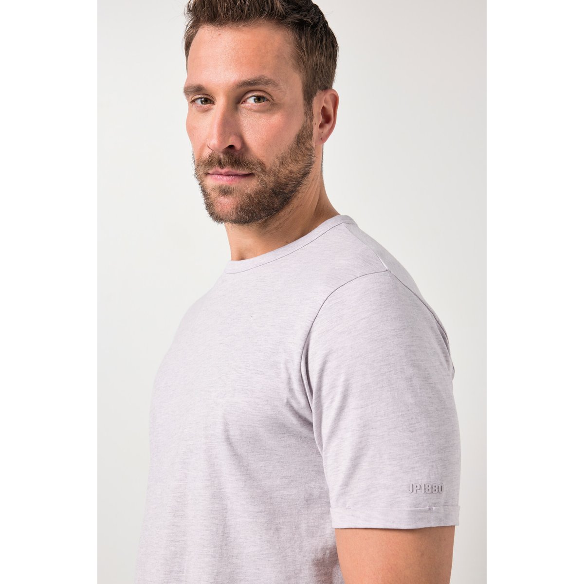 T-shirt JP 1880 en jersey chiné gris clair, JP1880