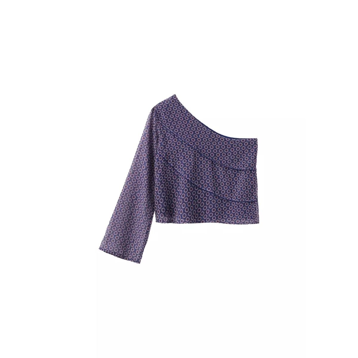 Blouse asymétrique imprimée bleu marine foncé, MANGO TEEN