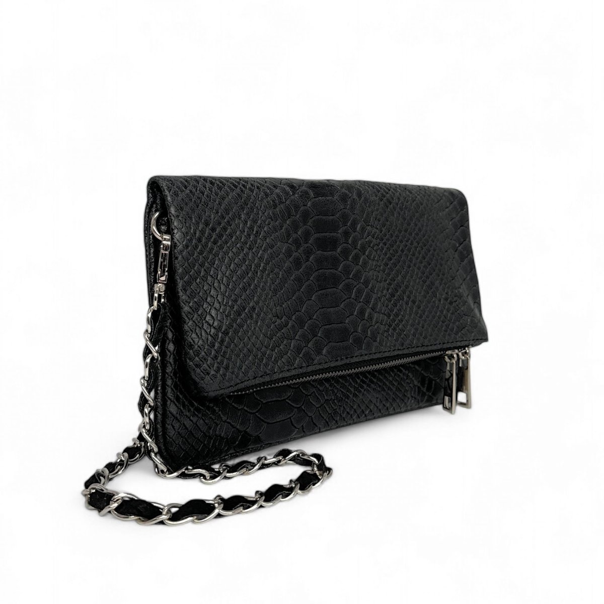 sac pochette en cuir embossé ROXANE PYTHON noir, OH MY BAG