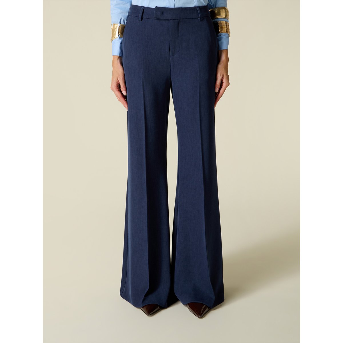Pantalon palazzo uni bleu, OLTRE