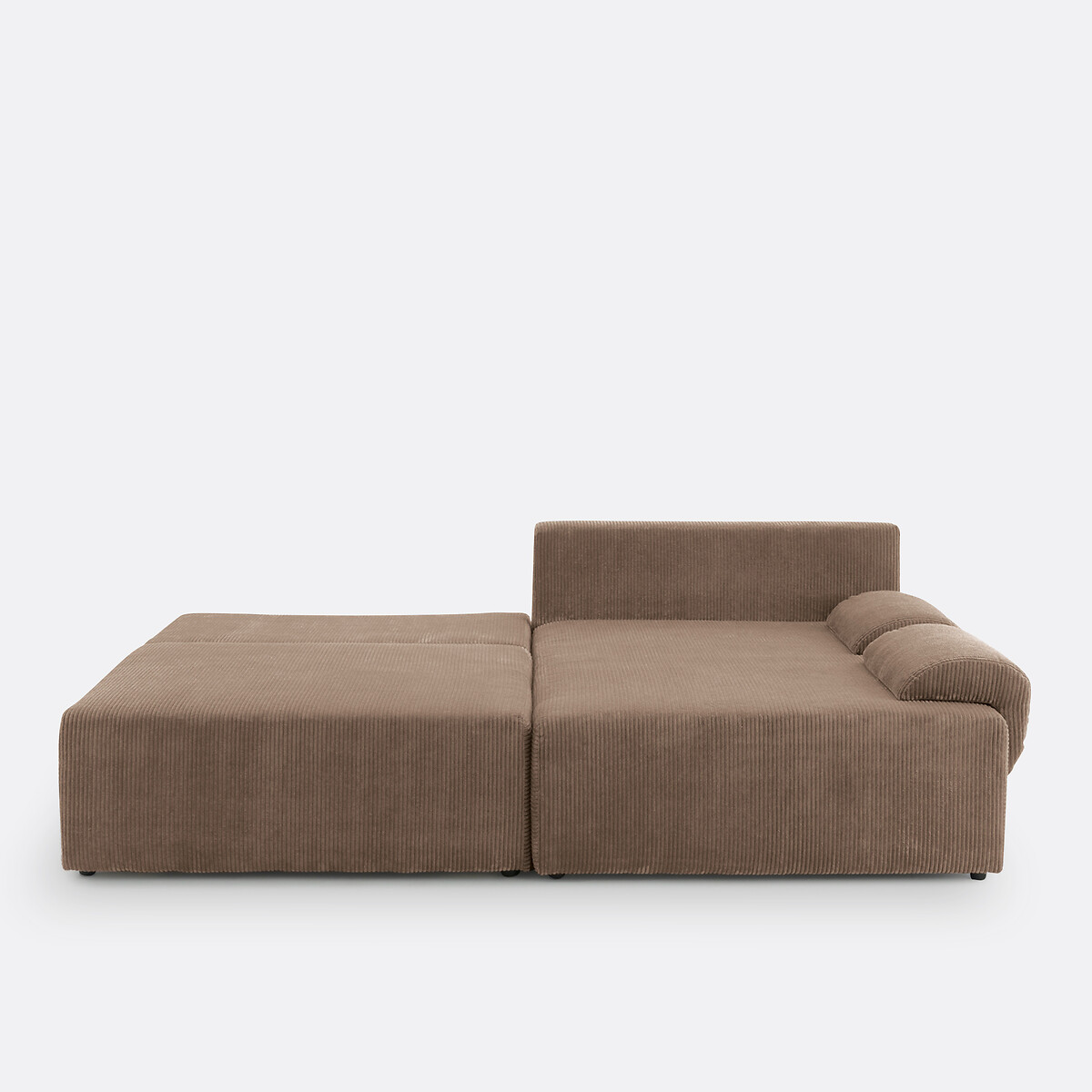 Hoekbank met koffer, ribfluweel, MAONA taupe , LA REDOUTE INTERIEURS