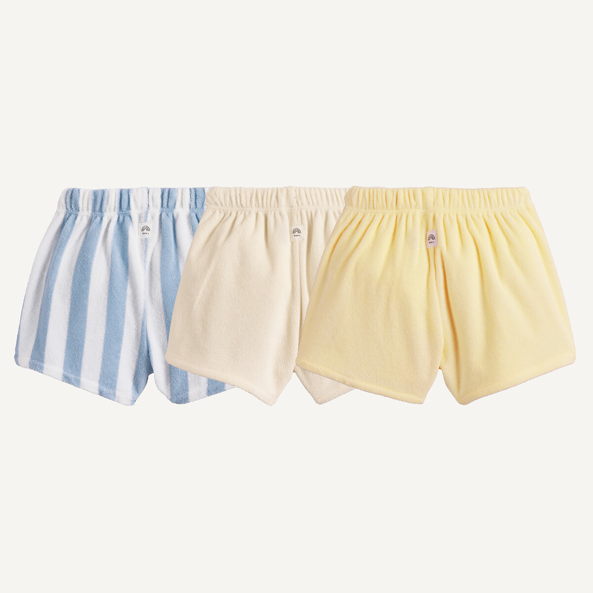 Lot de 3 shorts en éponge assortis, LA REDOUTE COLLECTIONS