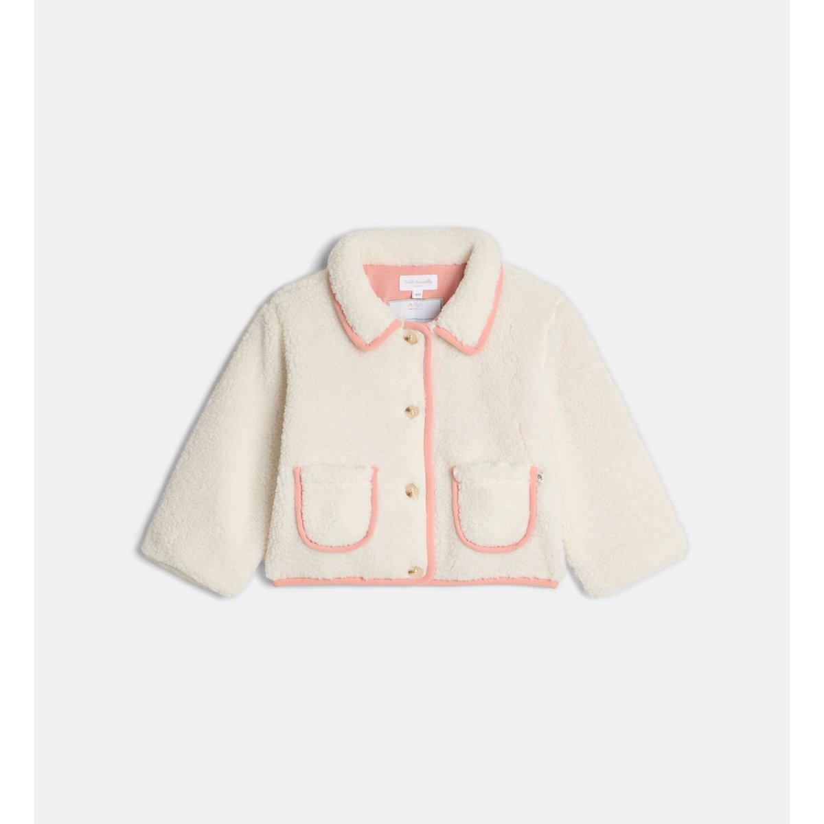 Veste totissa effet sherpa écru et rose, CADET ROUSSELLE