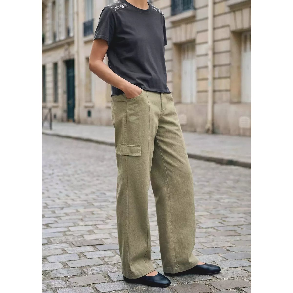 Jean wideleg cargo kaki, MANGO TEEN