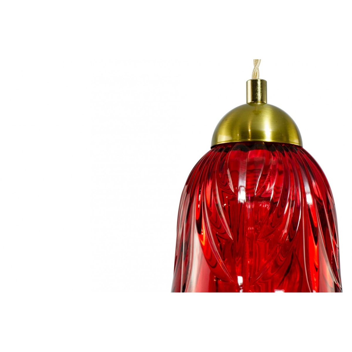Suspension fleur en verre et métal, ARELI rouge, C-CREATION