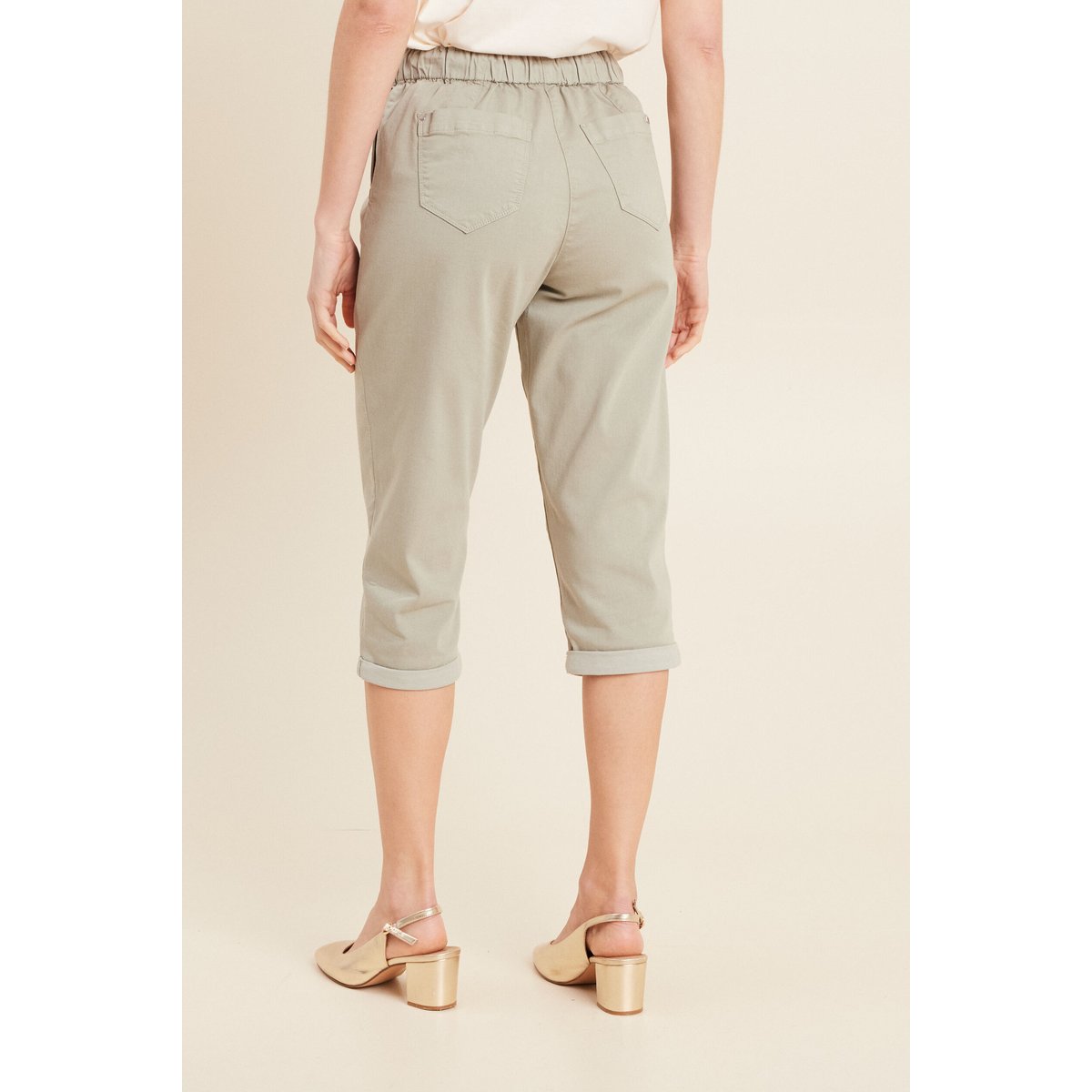 Pantacourt large taille haute vert clair, BREAL