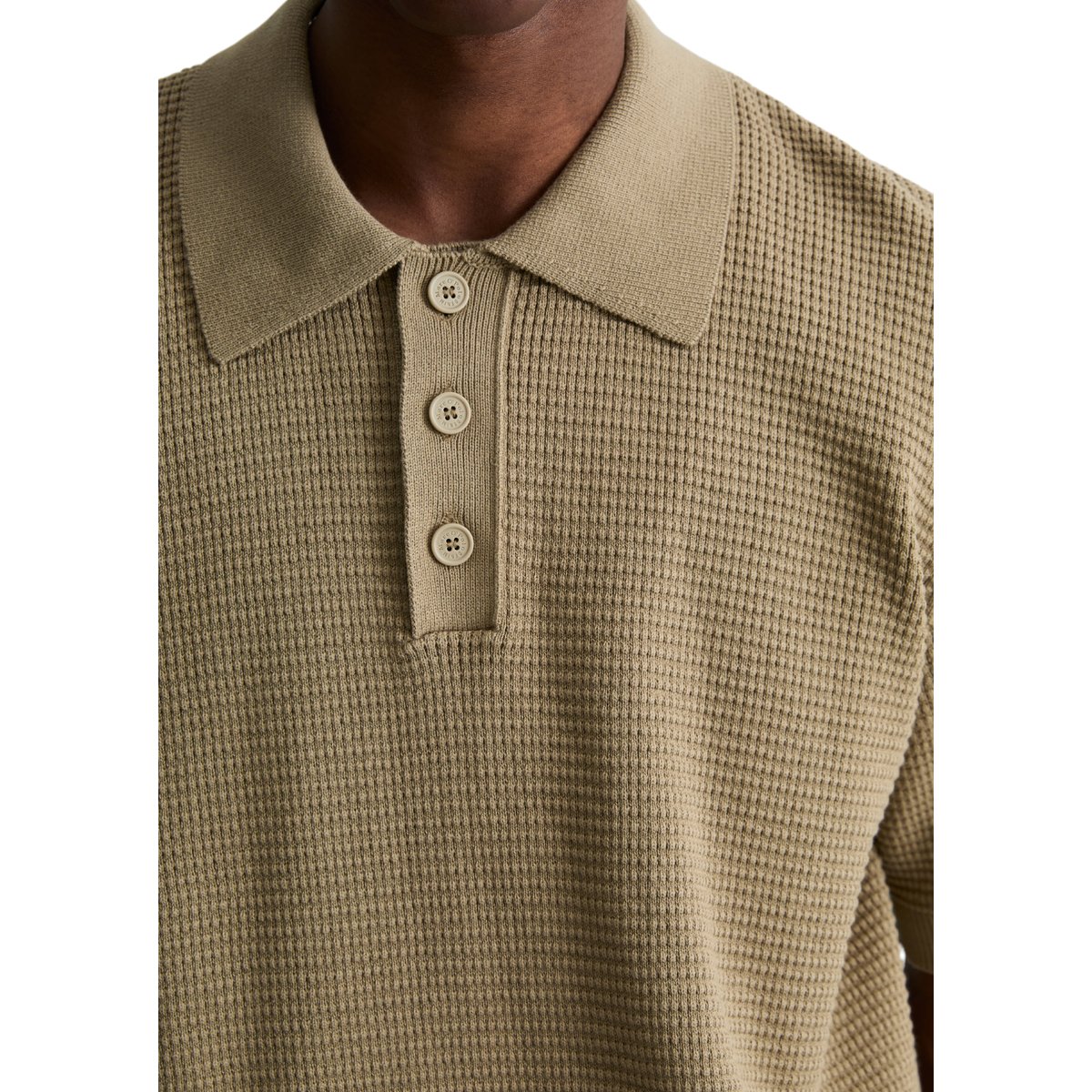 Polo en tricot DfC avec structure gaufrée marron, MARC O’POLO DENIM