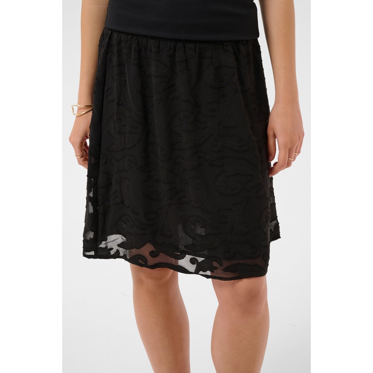 Jupe - tissage léger noir, CREAM