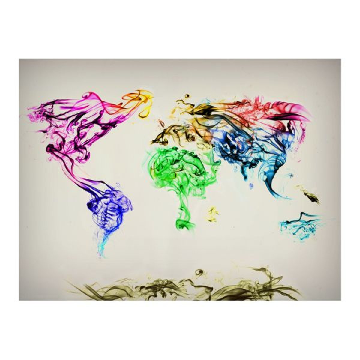 Papier peint intissé panoramique Carte du monde Dancing smoke trails gris / argent, EDEN