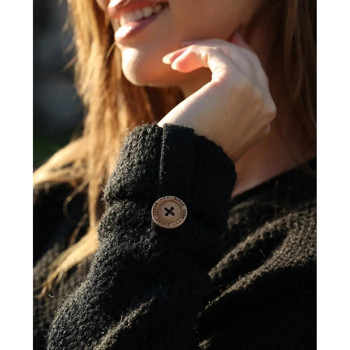 Robe pull de grossesse et d'allaitement Honey noir, CACHE COEUR