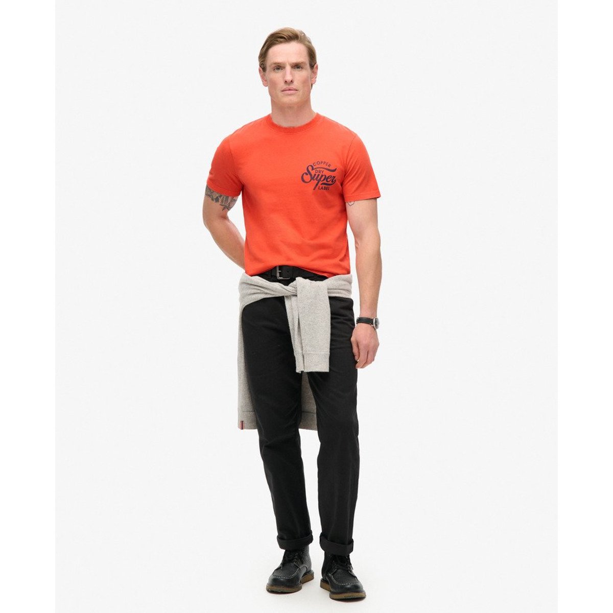 T-shirt à motif Copper Label sur la poitrine rouille orange denim co, SUPERDRY