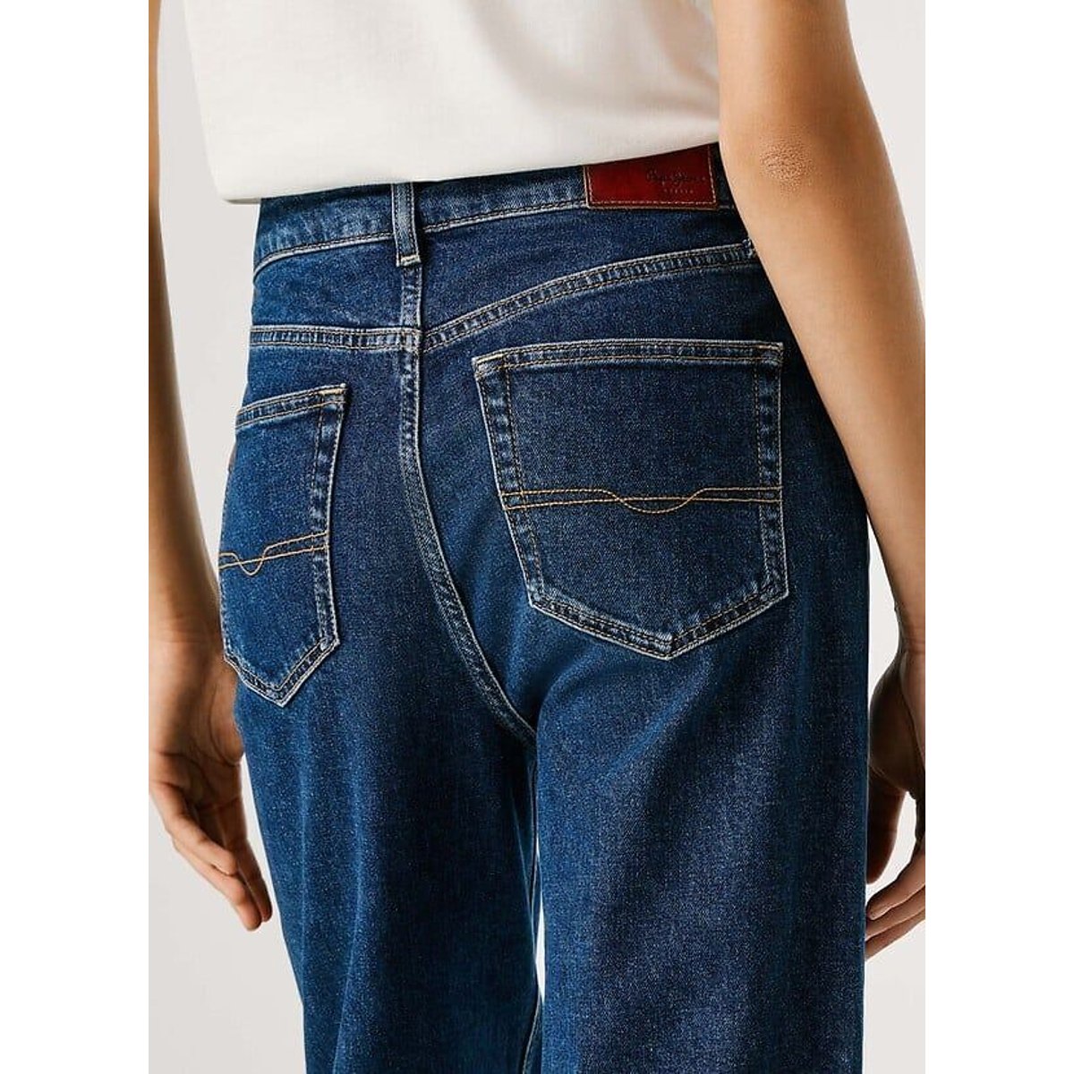 Lexa High Waist Straight Jeans stone wash royal blue, PEPE JEANS