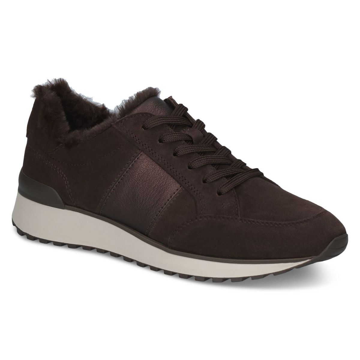 Basket en cuir marron foncé combiné, CAPRICE