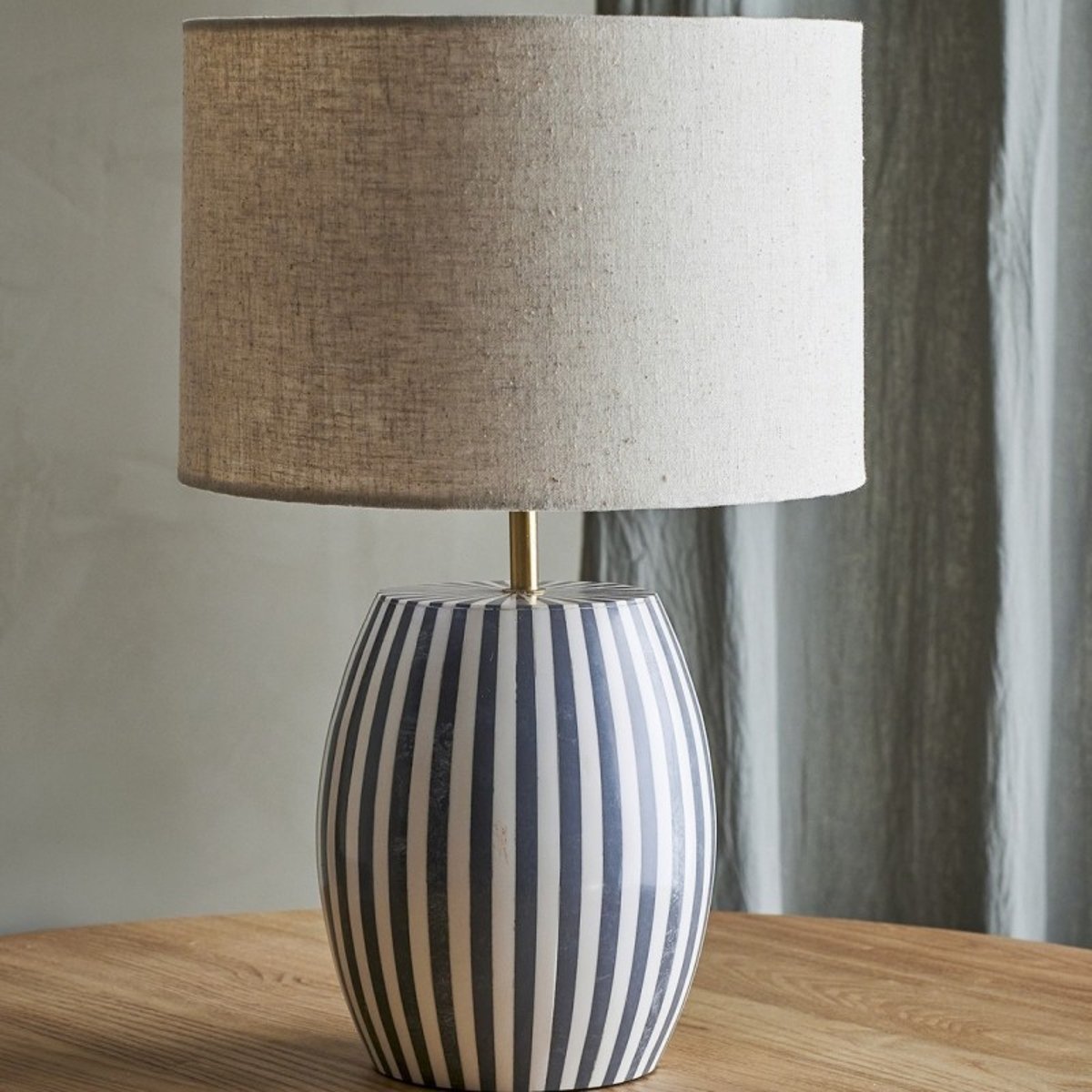 Lampe de table abat-jour lin TALI gris, BLOOMINGVILLE
