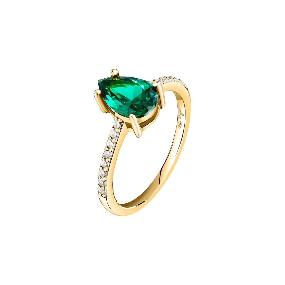 Bague en acier, cristaux, TESORI or jaune, vert, MORELLATO