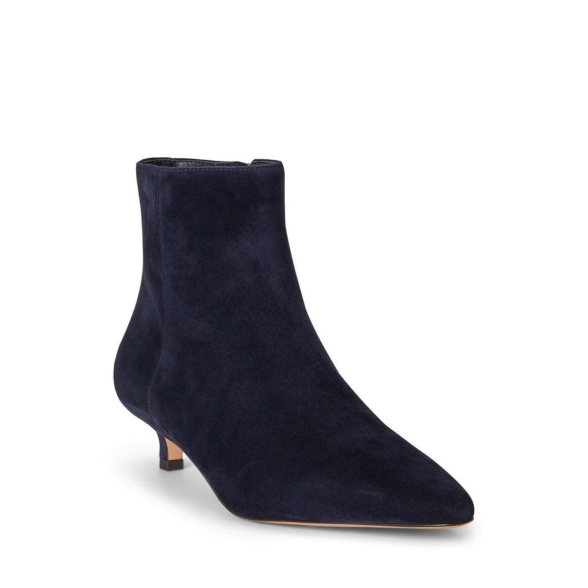 Spitz zulaufende Kittenheel-Stiefeletten aus Wildleder, FRANCESCA marine, LAUREN RALPH LAUREN