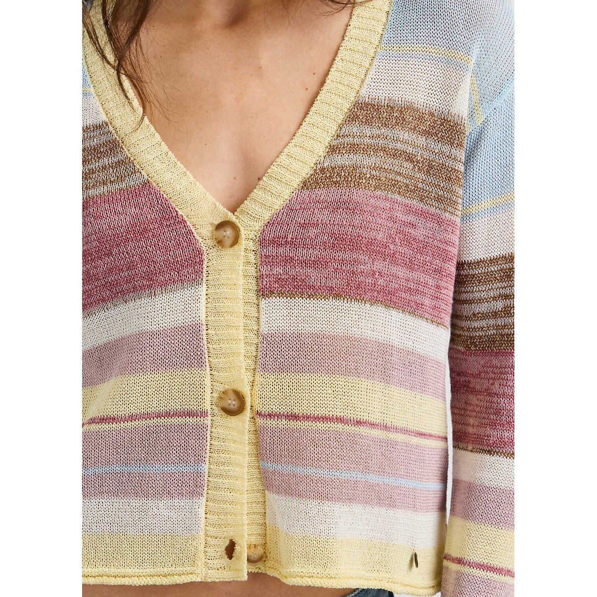 Gilet col V à rayures multicolore, PEPE JEANS