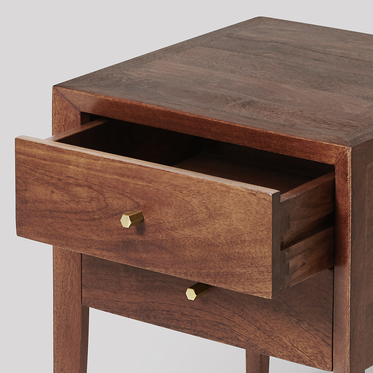 Valente Mango Wood 2 Drawer Bedside Table dark brown, SWOON