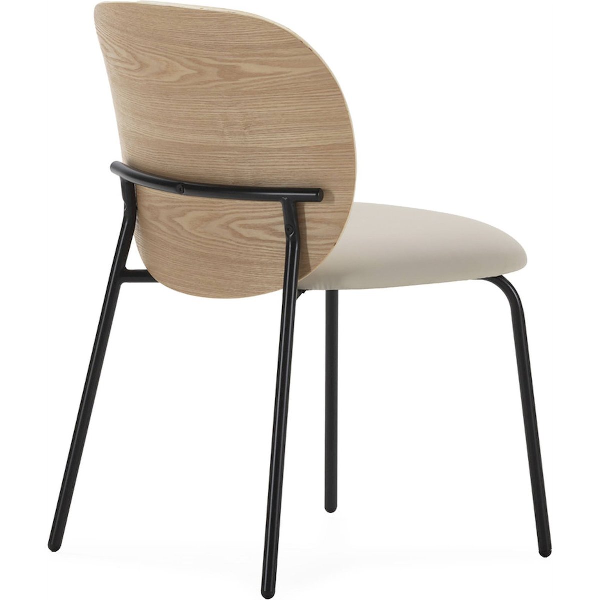Chaise en frêne et tissu design moderne naturel, noir et beige, RECOLLECTION