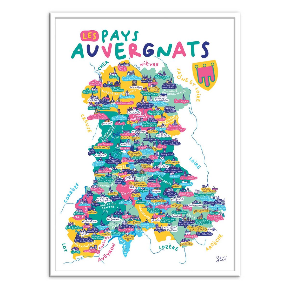 Affiche d'art - Auvergne - Sté! couleur unique, WALL EDITIONS