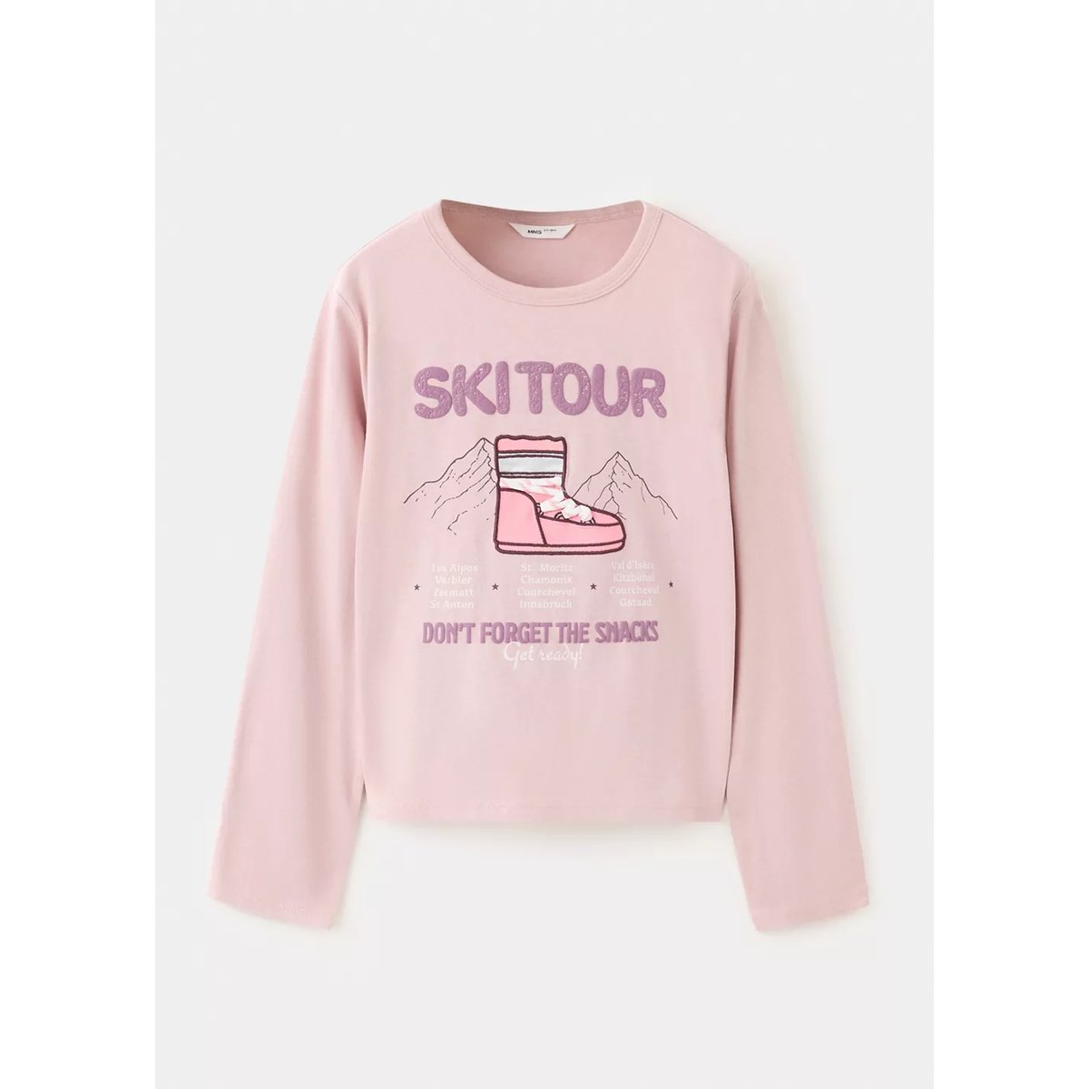 T-shirt coton détail imprimé rose, MANGO KIDS