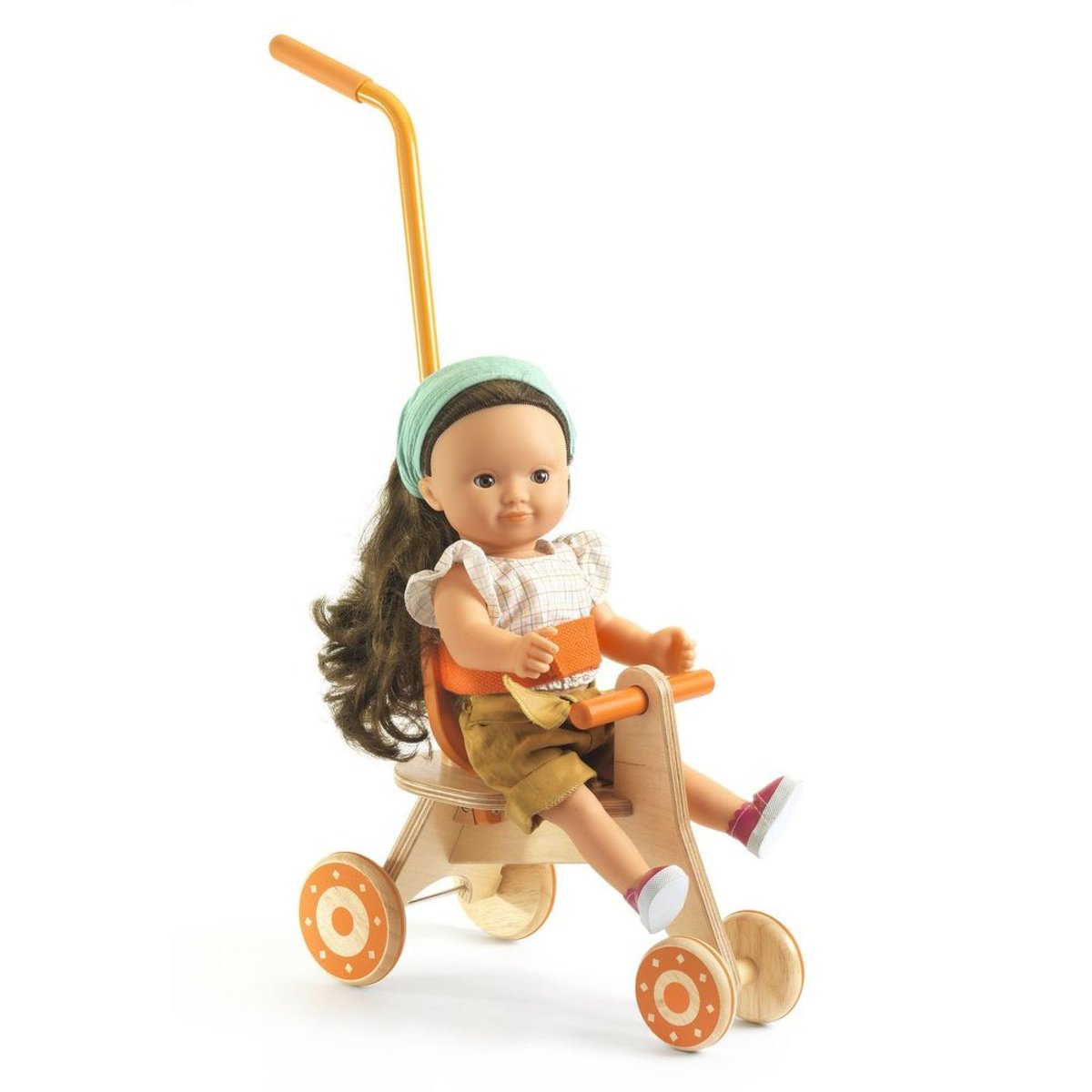 Tricycle pour poupée Poméa bois clair, DJECO