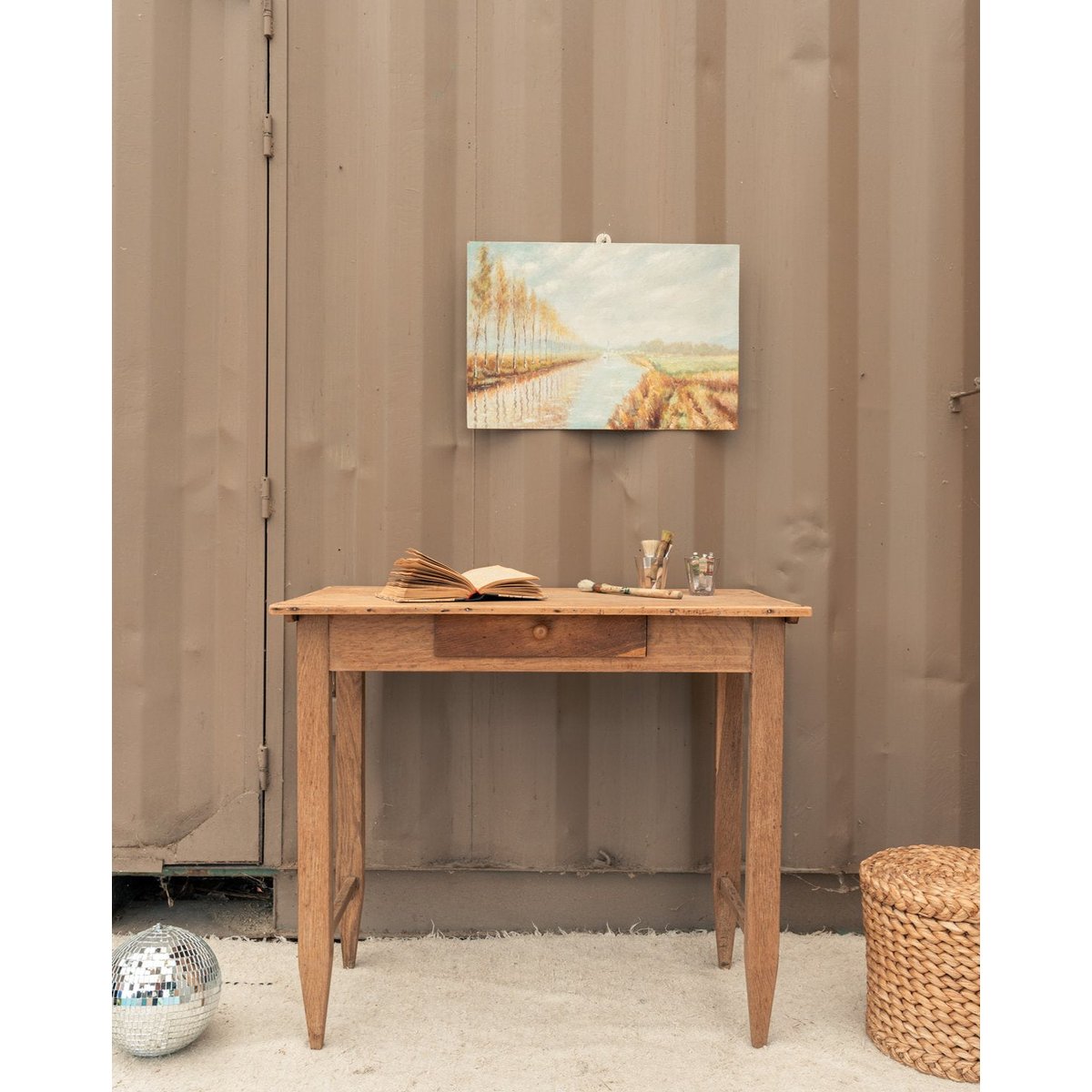 Bureau en chêne Edouard N°1086 - Bon état bois clair, DEBONGOUT