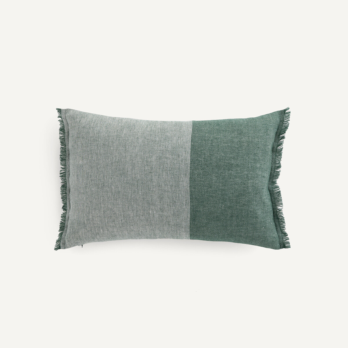 Housse de coussin bicolore en lin et coton, LLOYD eucalyptus, AM.PM