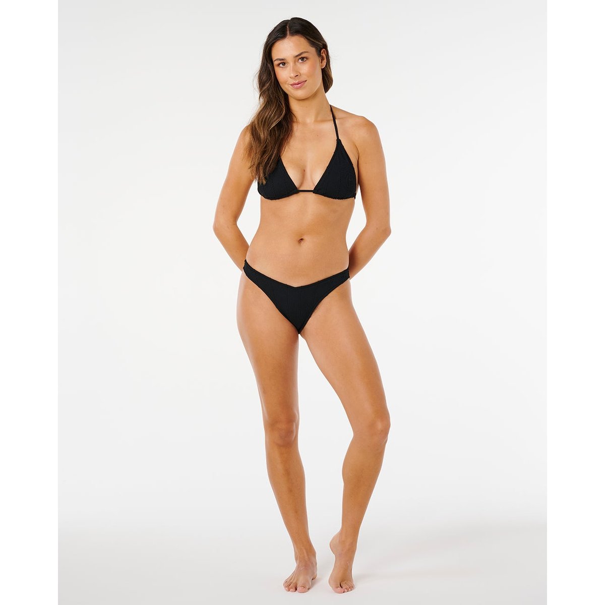 Bas de maillot de bain taille haute tanga Vibe SURF noir, RIP CURL