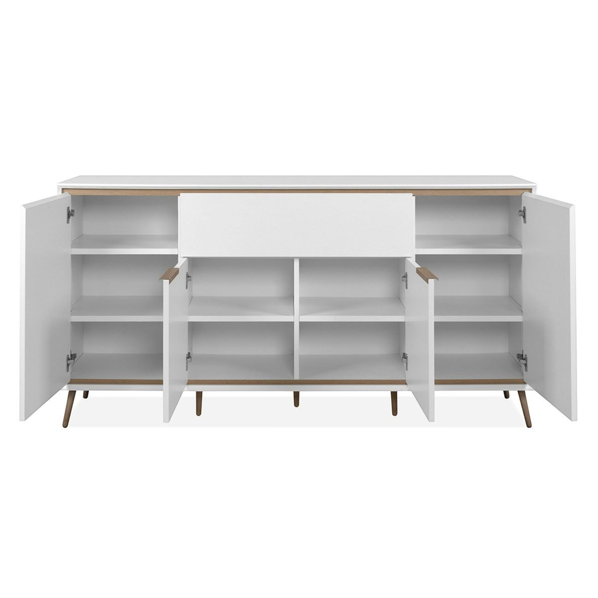 Buffet blanc moderne 4 portes 1 tiroir AVIO blanc, PIER IMPORT