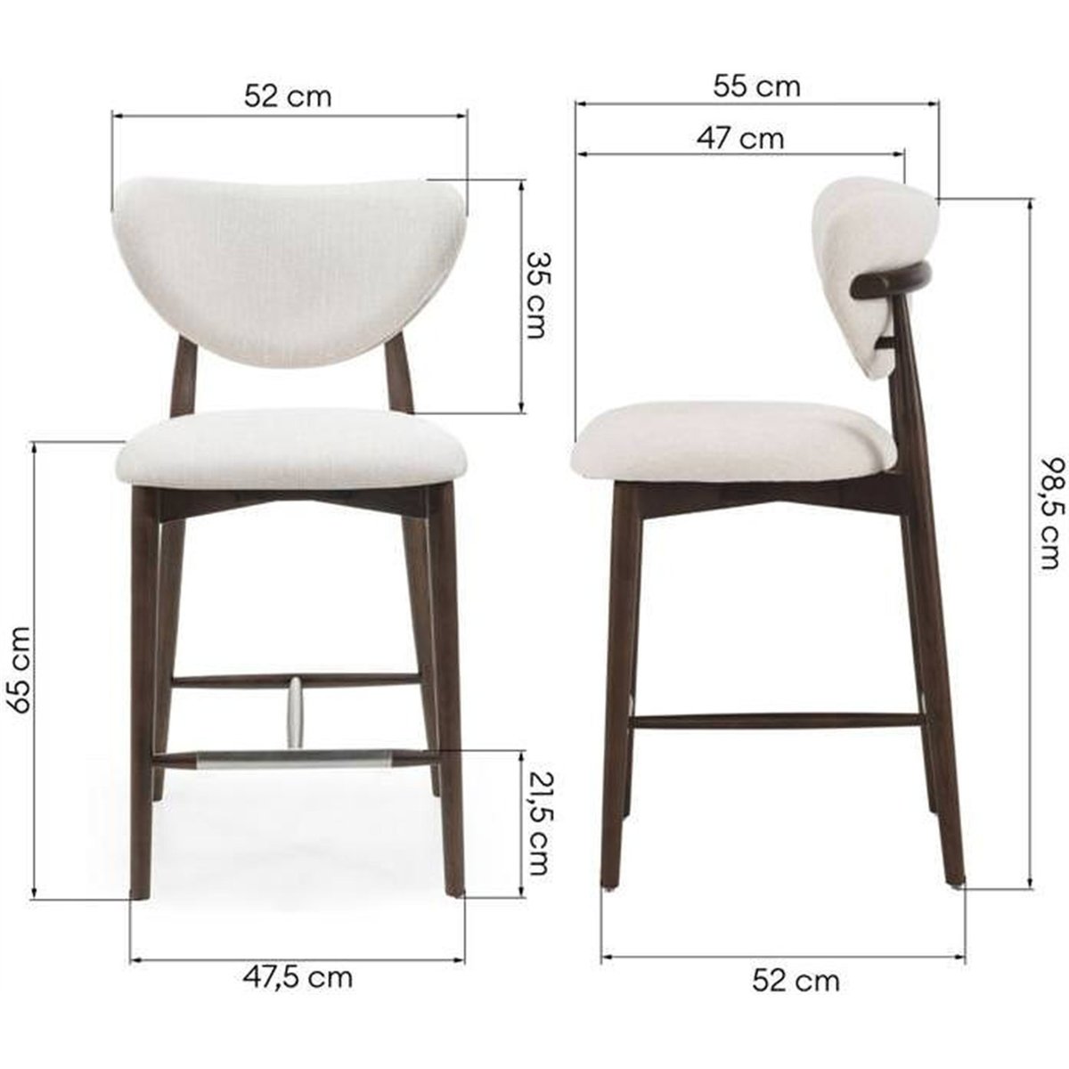 Tabouret de bar collection JULIETTE beige et noyer, RECOLLECTION