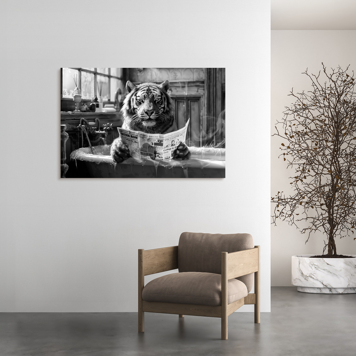 Tableau Sur Toile Tigre Au Bain ANIMAUX HUMANISÉS tableaux sur toile-noir & blanc, CEANOTHE