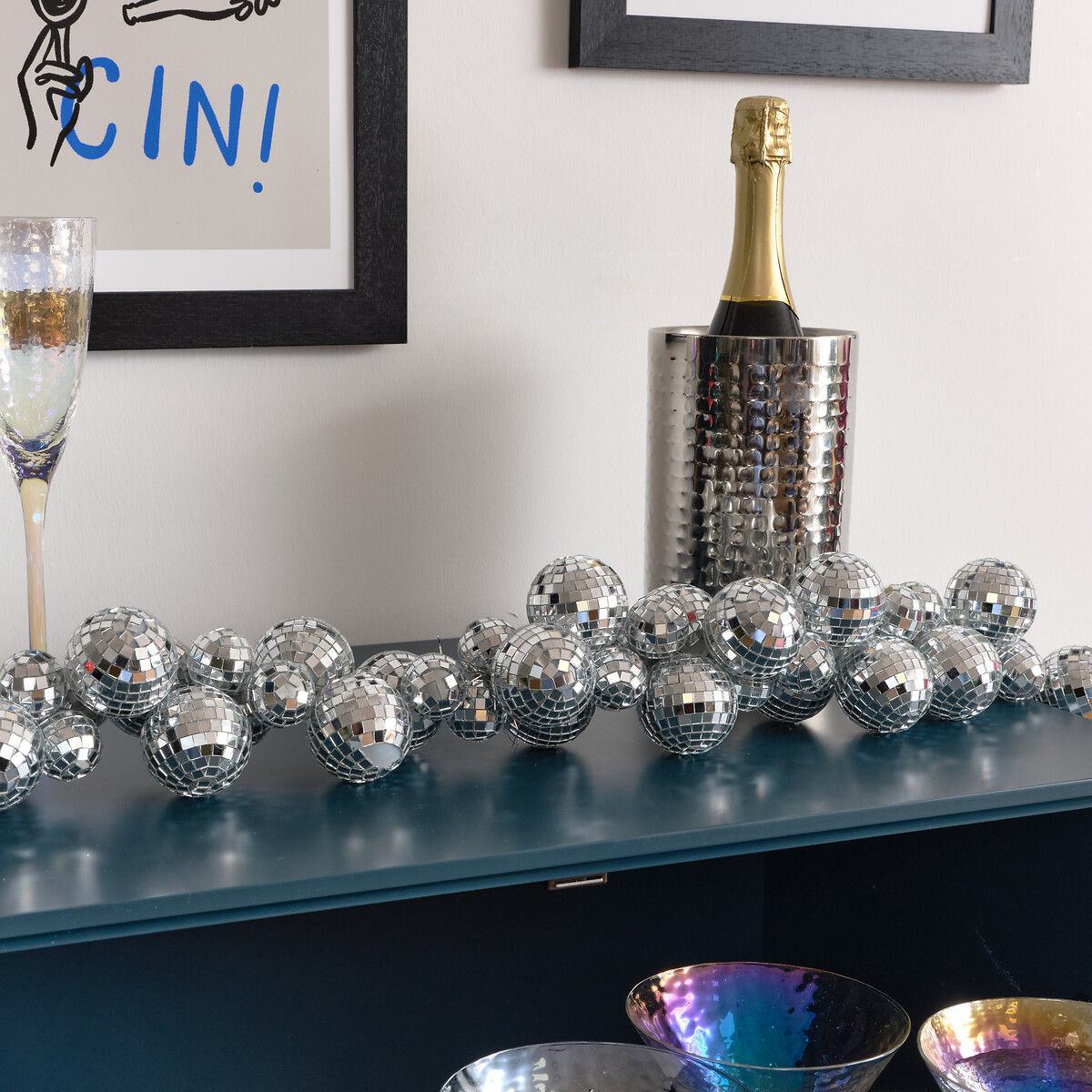 150cm Silver Mirror Ball Garland silver-coloured, SO'HOME