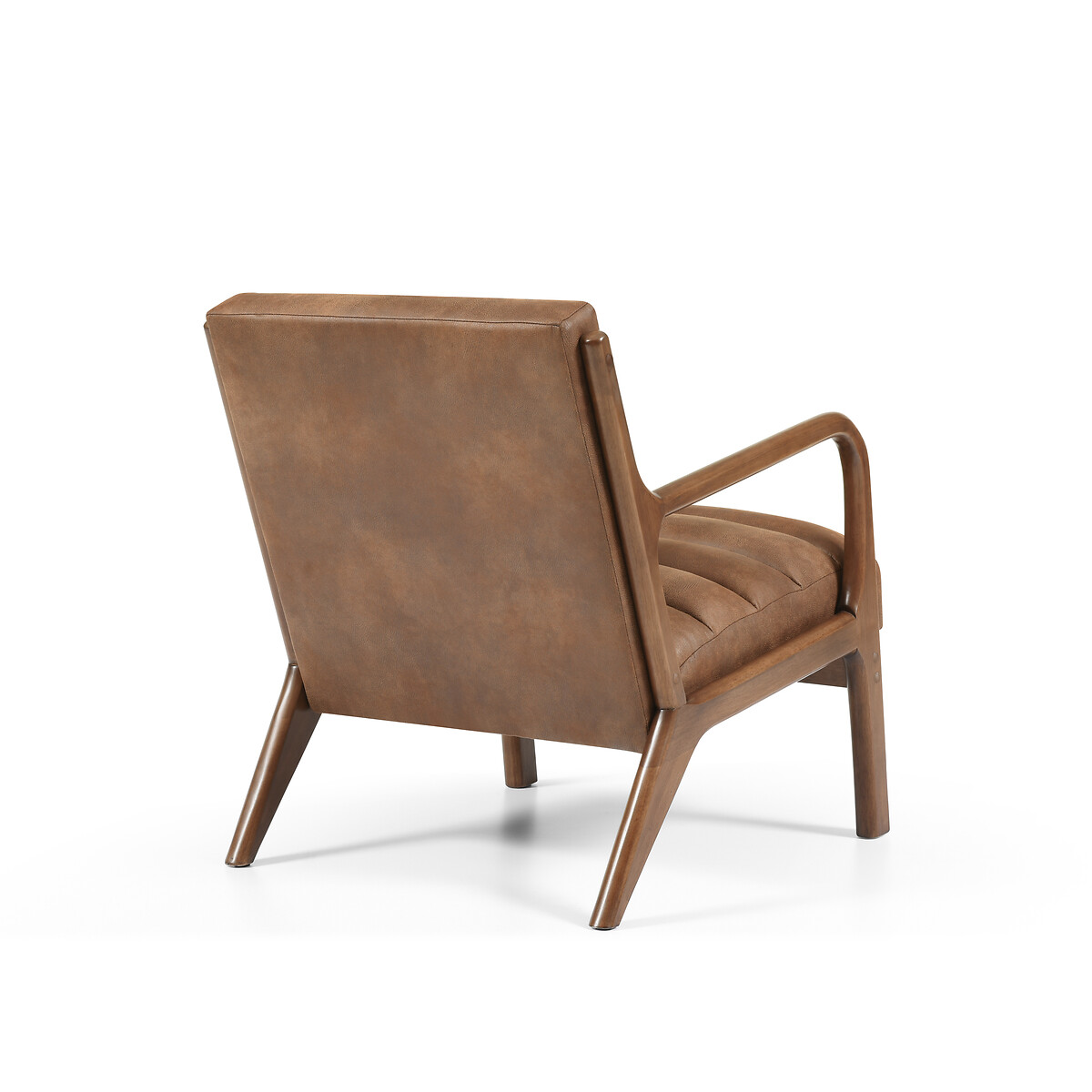 Ezra Faux Leather Ribbed Armchair brown              , SO'HOME