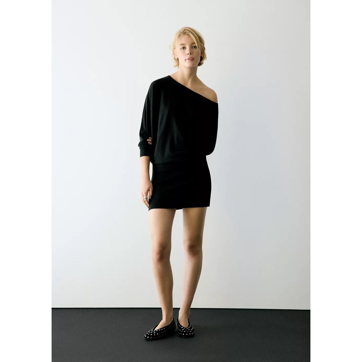 Robe courte maille noir, MANGO TEEN