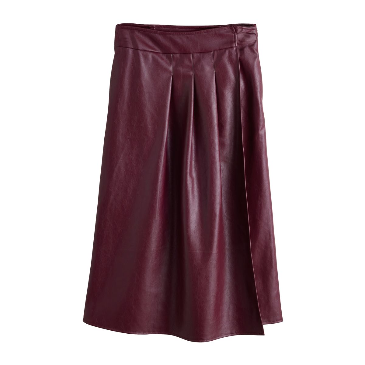 Jupe kilt mi-longue en similicuir rouge bordeaux, NEXT