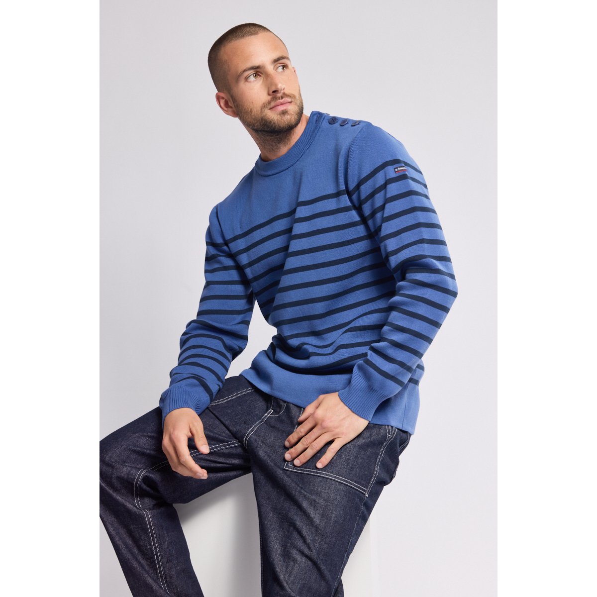 Pull marin en coton obscur/marine deep, ARMOR-LUX