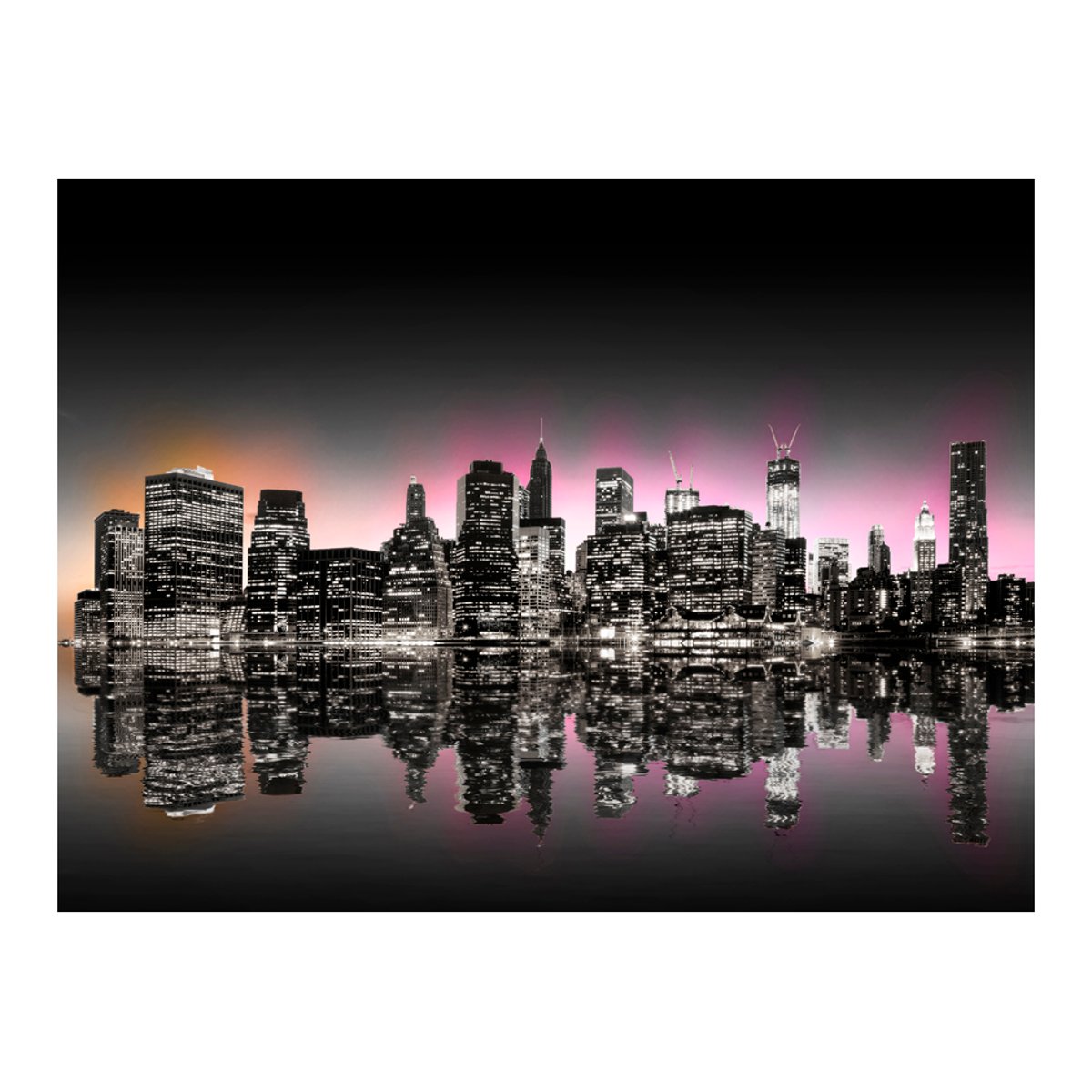 Papier peint intissé panoramique Ville et Architecture Colorful glow over NYC gris / argent, EDEN